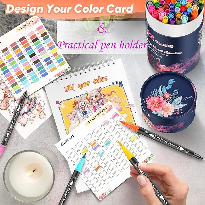 Caliart 72 Colors Dual Tip Fine & Brush Pens Art Markers, Aesthetic Cute Preppy Stuff School Supplies, Coloring Markers for Kids Artist Adult Book Cards Drawing Craft Kit Mothers Day Gift for Mom-DeskLoop Office