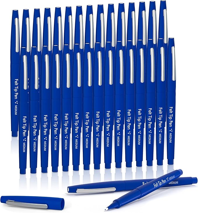 Lelix Felt Tip Pens, 30 Blue Pack, 0.7mm Medium Point, Felt Tip Markers Pens for Journaling, Writing, Note Taking, Planner, Perfect for School Office and Art Supplies-DeskLoop Office