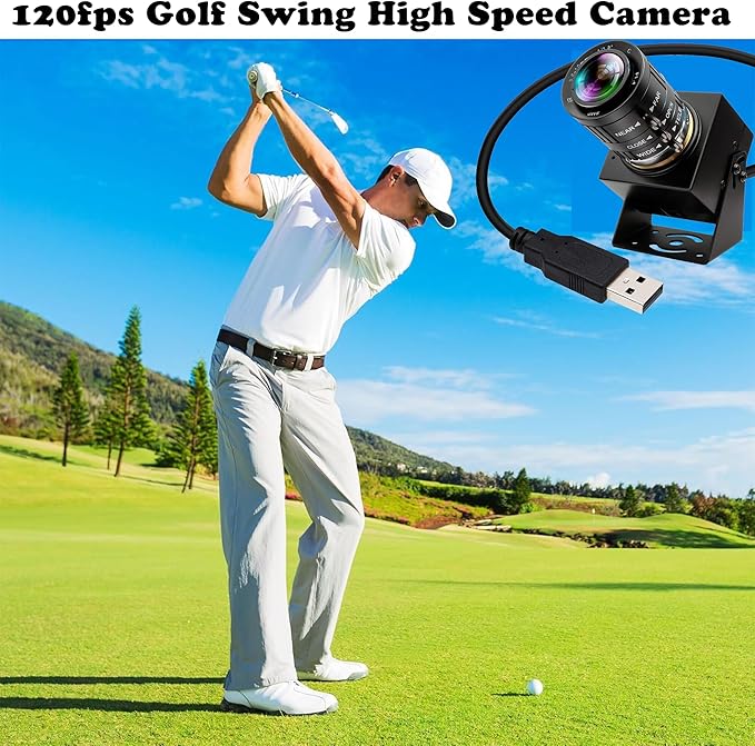 USB Camera 120fps High Speed Webcam Golf Swing 4K 12Megapixels USB Cam with 3X Manual Optical Zoom Lens Lightburn PC Computer Plug and Play for Linux Windows Mac OS-DeskLoop Office
