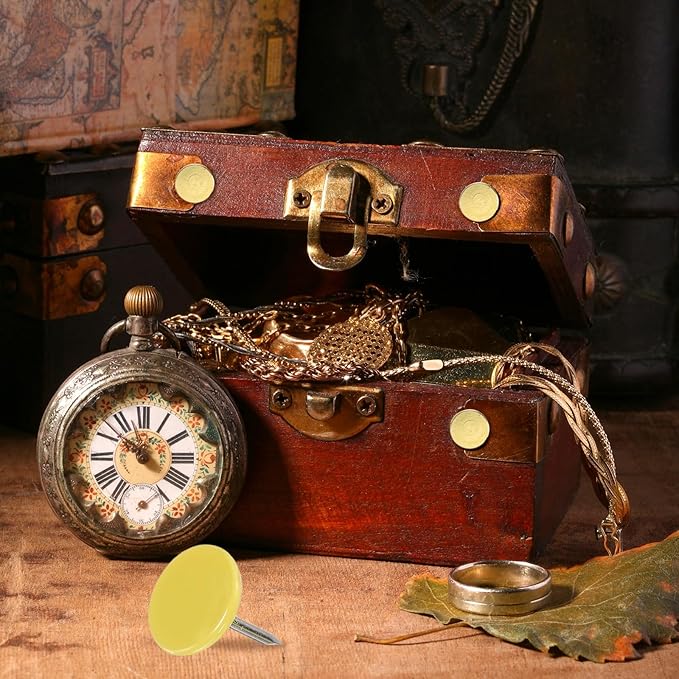 uxcell 150Pcs Upholstery Tacks, 11mmx13mm Flat Head Thumb Tack Decorative Furniture Nails Push Pins for Furniture Sofa Headboards, Yellow-DeskLoop Office