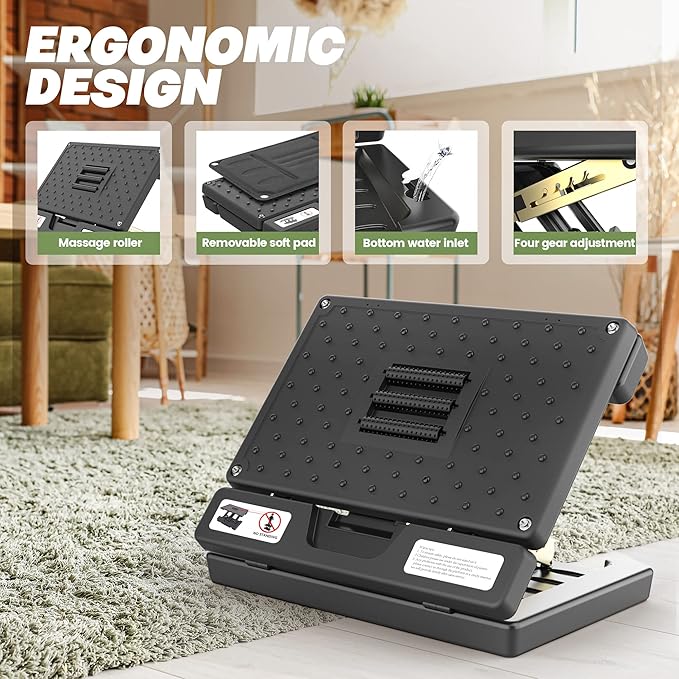 Foot Rest for Under Desk at Work, Height Adjustable Footrest with Massage Roller and Soft Pad, Foldable Ergonomic Foot Rest for Car, Underdesk, Home, Train(Grey)-DeskLoop Office