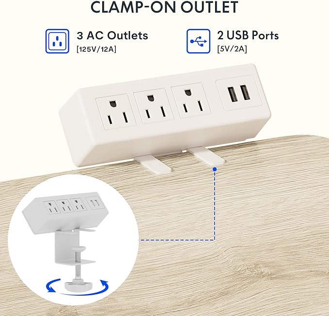 FLEXISPOT EN2 Whole-Piece Standing Desk with Clamp Power Strip, 48 x 24 Electric Stand Up Height Adjustable Desk with Cable Management (White Frame + 48" White Wood Grain Desktop)-DeskLoop Office