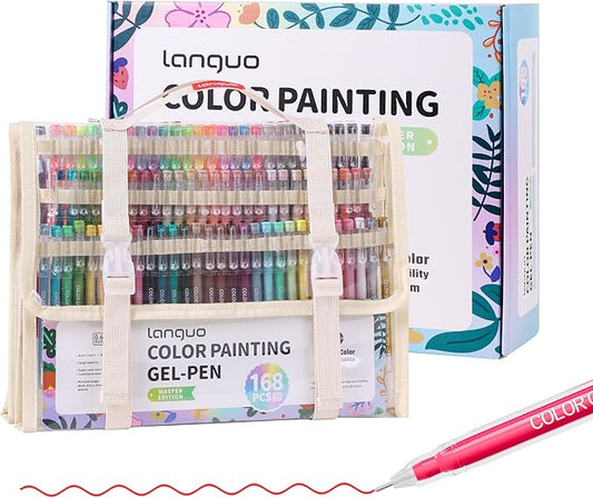 168 PCS Gel Pens for Adult Coloring Books, 162 Colors Gel Colored Pens Set with Travel Case, Perfect Gel Pens for Adult Drawing Doodling Journaling, Art Supplies and DIY Crafts-DeskLoop Office