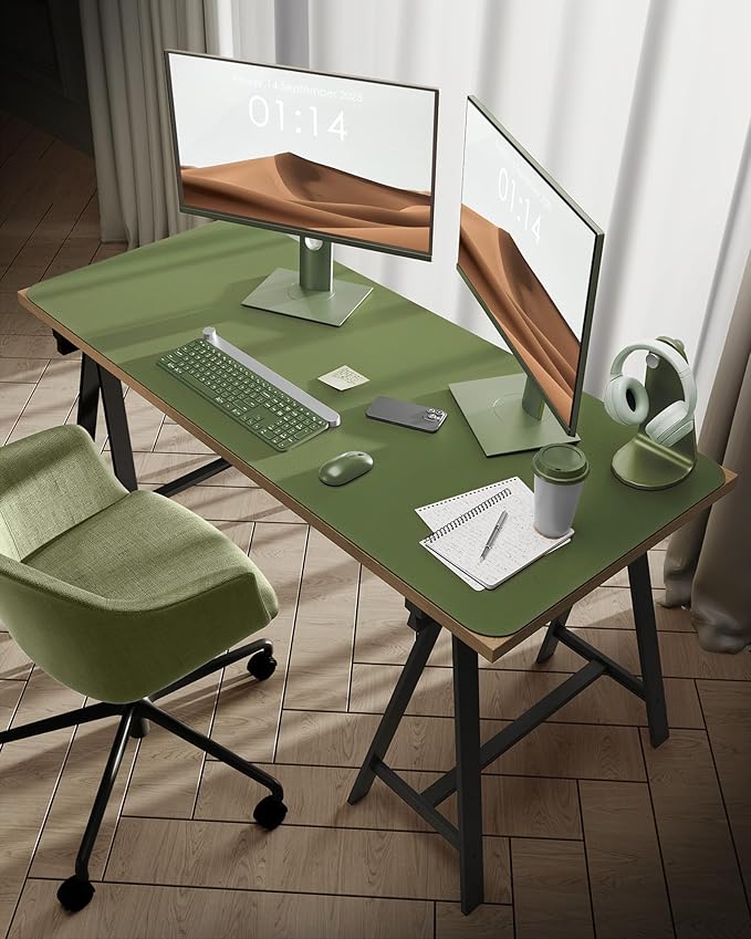 YSAGi Leather Desk Protector, Office Mat, Large Mouse Mat, Non-Slip PU Leather Blotter, Laptop Desk, Waterproof Writing Pad for Office and Home (Green, 47.2" x 23.6")-DeskLoop Office