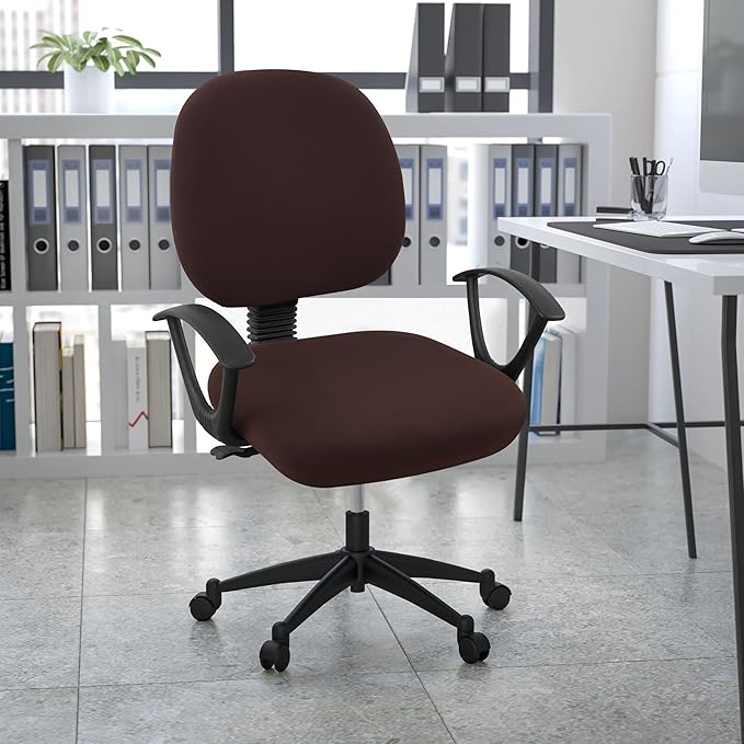Smiry Stretch Printed Office Computer Chair Covers, Universal Washable Removable Desk Rotating Chair Slipcovers Protector, Seat + Backrest Cover - Chocolate-DeskLoop Office
