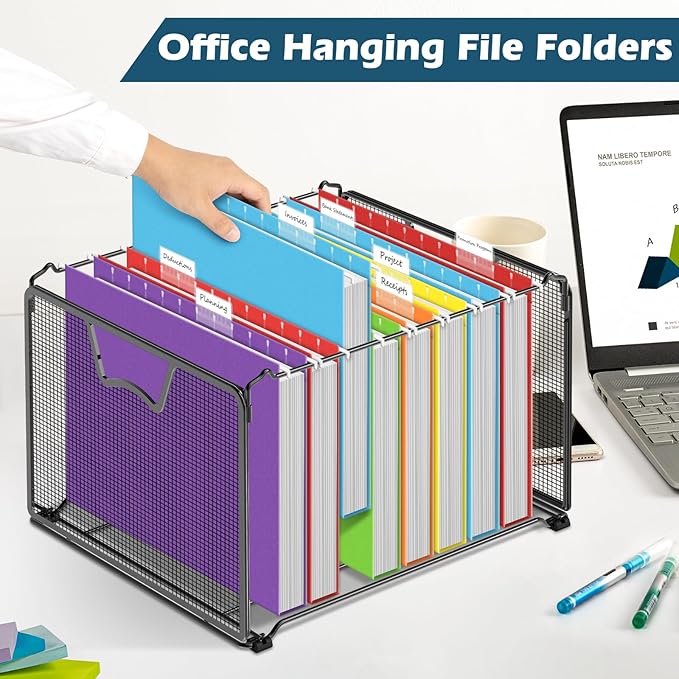30 Pack Hanging File Folders Letter Size, Assorted Hanging Folders with 1/5-Cut Adjustable Tab, 1 Inch Expansion, Extra Capacity Hanging File Folders, Perfect Office, Home, Classroom Supplies-DeskLoop Office