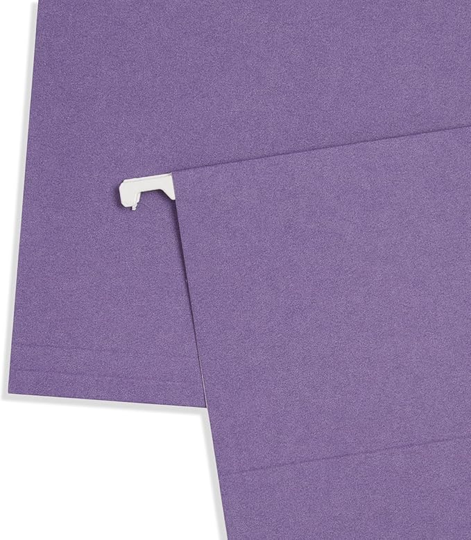 25 Blue Summit Supplies Purple Hanging File Folders - Letter Size, Durable 11pt Paper, Hanging File Folders, Purple, with Plastic Tabs and Inserts Included-DeskLoop Office