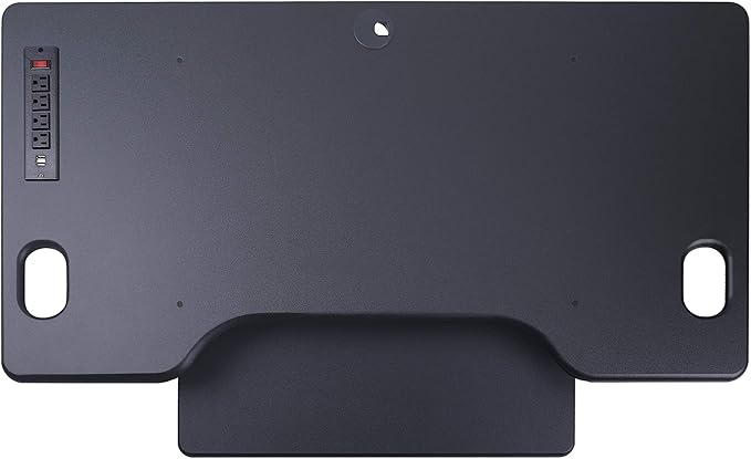 Rocelco 46" Standing Desk Converter with AC USB Charger and Dual Monitor Stand - Height Adjustable Three Screen Riser Computer Workstation - Sliding Keyboard Tray - Black (R DADRB-46-ACUSB-DM3)-DeskLoop Office