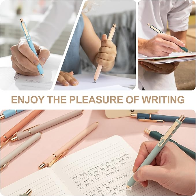 Linbsunne Gel Pens Black Ink Pens for Office 0.5mm Fine Point Pen Smooth Writing Retractable (Metal gold clip-10 pcs)-DeskLoop Office