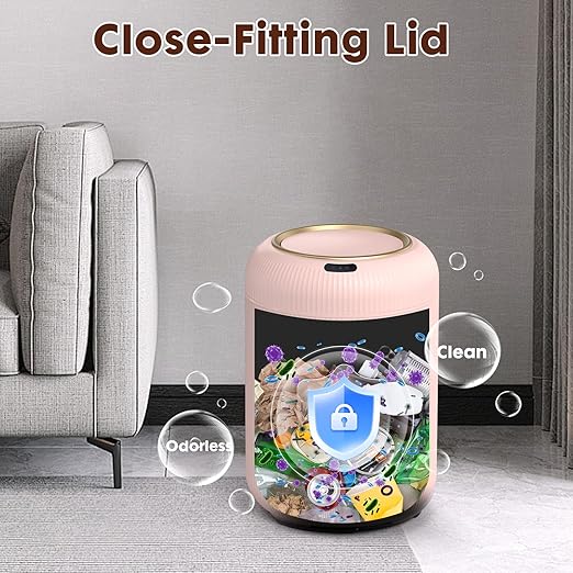 Procade Automatic Motion Sensor Bathroom Trash Can with Lid, 3 Gallon Touchless Trash Bin, Smart Plastic Garbage Can, Mini Pink Wastebasket for Toilet, Office, rv, Bedroom, Living Room-DeskLoop Office
