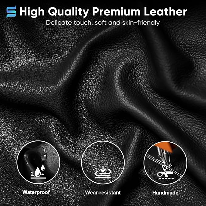 Sytas Executive Leather Office Chair, Comfy Desk Chair with Adjustable Headrest & Flip-up Padded Arms & Lumbar Support, Adjustable Hight and Tilt, Rolling Swivel Chair, Black-DeskLoop Office