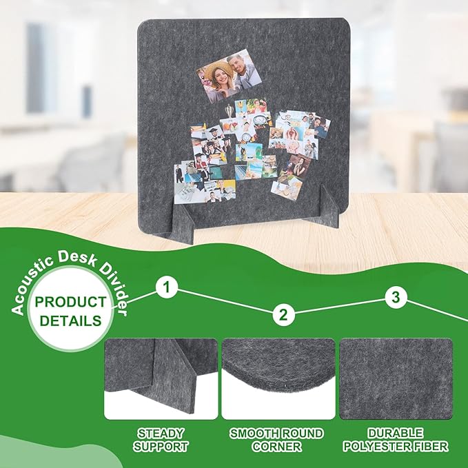 PATIKIL Desk Divider, 2 Set 24 x 24 Inch Acoustic Freestanding Desk Divider Desk Privacy Panel with 4 Pcs Support Feet for Library Office Workstation, Dark Grey-DeskLoop Office