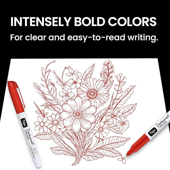 Permanent Markers Ultra Fine Tip, 30 Pack Red Quick-Drying and Fade-Resistant Permanent Markers Bulk Set for Writing and Drawing on Wood, Plastic, Metal, Glass, Ideal for Office School Supplies-DeskLoop Office