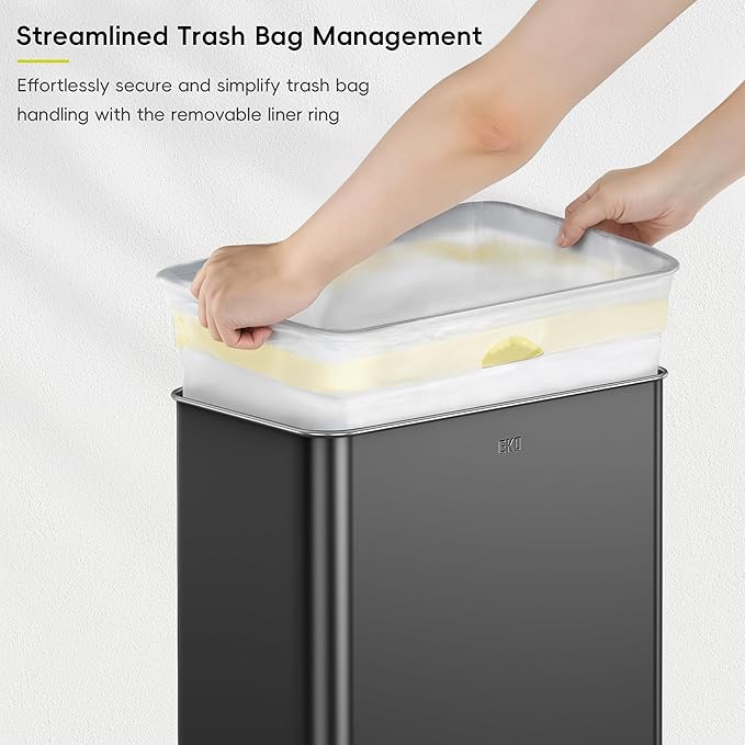 EKO Mirage X 80 Liter / 21.1 Gallons Motion Sensor Trash Can, Automatic Large Kitchen Trash Can Touchless, Stainless Steel, Matte Black-DeskLoop Office