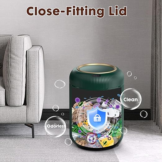 Procade Automatic Motion Sensor Bathroom Trash Can with Lid, 3 Gallon Touchless Trash Bin, Smart Plastic Garbage Can Small Green Wastebasket for Toilet, Office, rv, Bedroom, Living Room-DeskLoop Office