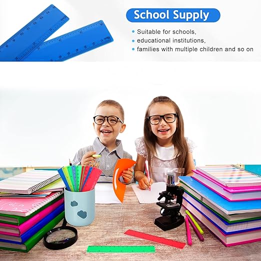 Zonon 500 pcs Rulers Bulk Plastic Flexible Straight Rulers with Inches and Centimeters First Day of School Gift for Students Back to School Office Supplies (Opaque Bright Color,6 Inch)-DeskLoop Office