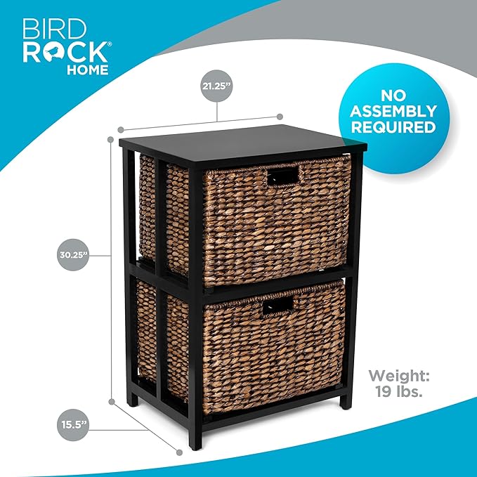 BIRDROCK HOME 2 Tiered File Cubby w/Wood Top - File Cabinet, Home Office Storage, Nightstand, Decorative Wooden Organizer | Desk, Modern Table, Shelves, Side Table, Craft Furniture - Brown Wash-DeskLoop Office