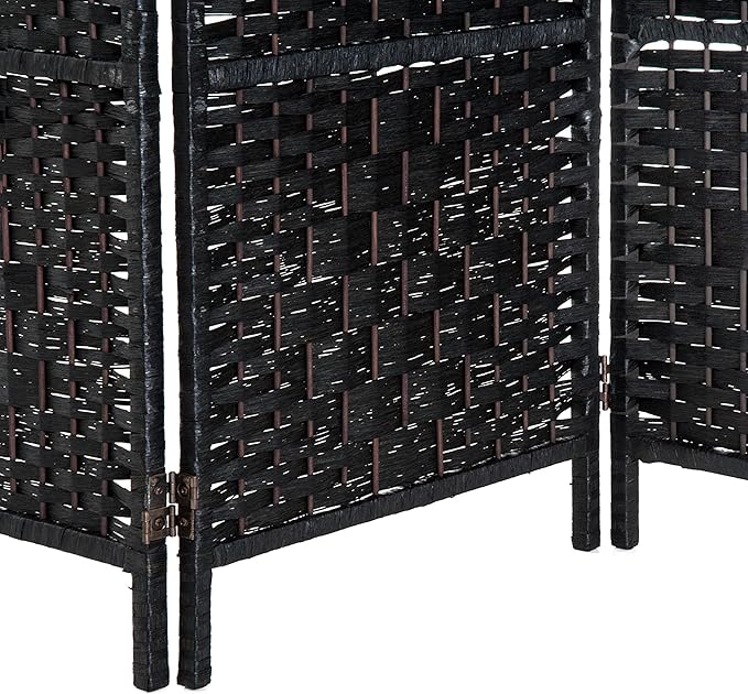 NicBex Room Divider 3 Panel Room Dividers with Wicker Weave Design Partition Room Dividers and Folding Privacy Screens 6 FT Wall Divider for Office, Room Separation,53.25"W x 0.75"D x 70.75"H, Black-DeskLoop Office
