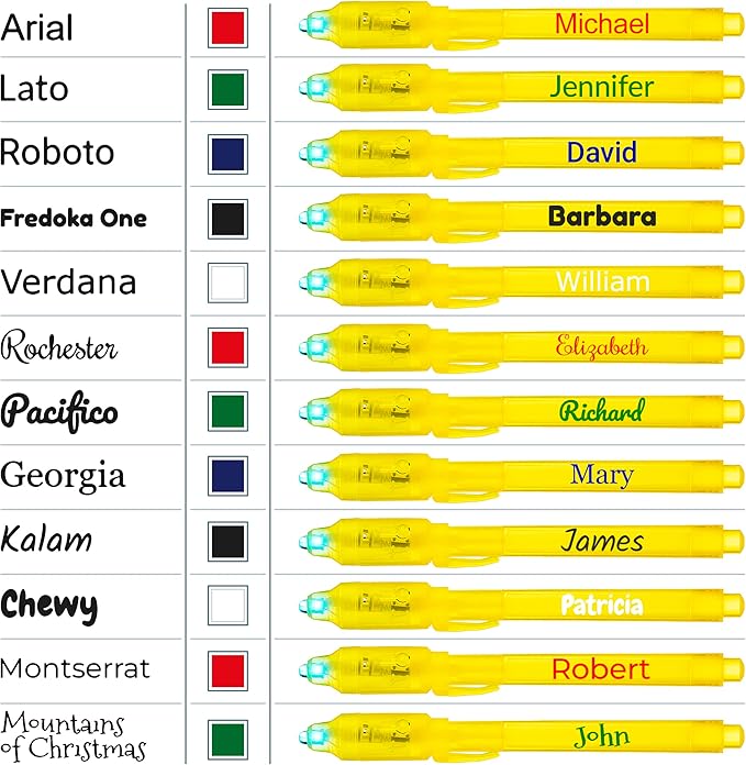 Personalized Invisible Disappearing Ink Pen Marker Pack, Custom Secret Spy Message Writer with UV Light, Fun for Kids Party Favors Gifts and Stock Stuffers, 12 Pack, Yellow-DeskLoop Office