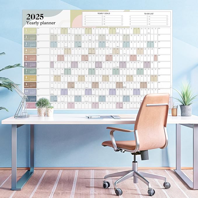 Ospelelf 2025 Wall Calendar Large 32'' x 48'' Dry Erase Laminated Calendar for Wall, 12 Month Family Calendar, Use Jan 2025 - Dec 2025 (Morandi)-DeskLoop Office