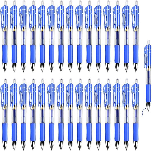 30PCS Retractable Gel Pens for Journaling, 0.5mm Ink Pens for School Office Suppliers, Fine Point Smooth Writing Pens. (Blue)-DeskLoop Office