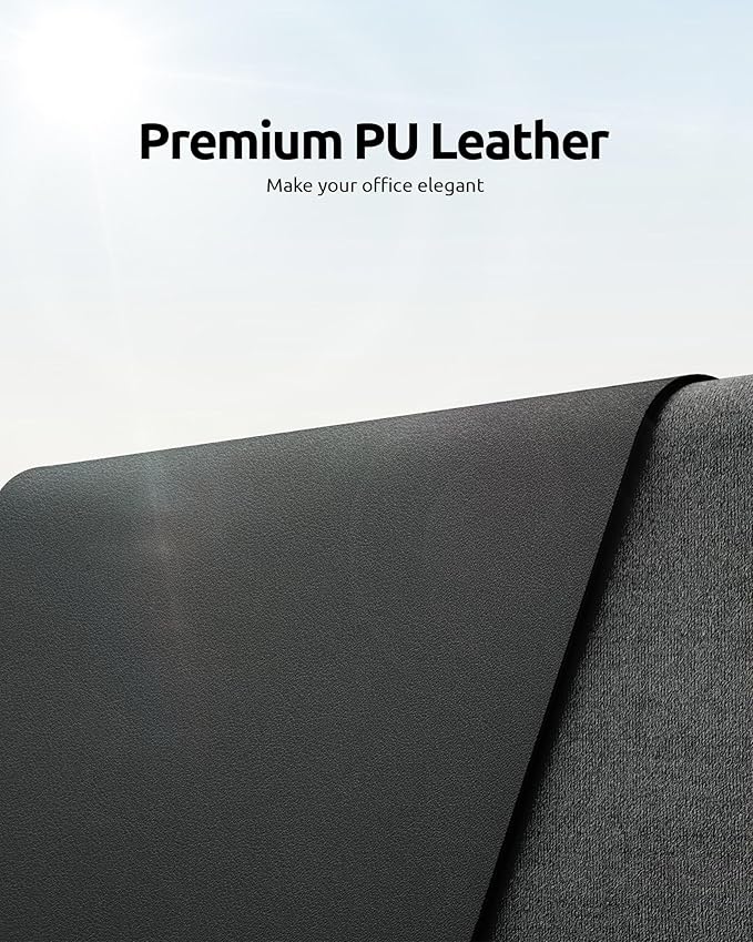 YSAGi Leather Desk Protector, Office Mat, Large Mouse Mat, Non-Slip PU Leather Blotter, Laptop Desk, Waterproof Writing Pad for Office and Home (Dark Grey, 23.6" x 13.8")-DeskLoop Office