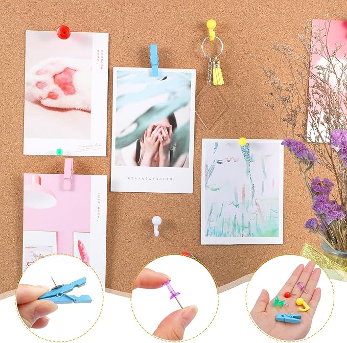 200 Pieces Push Pins Set, Thumb Tacks Multicolor Pushpin Clips Decorative Push Pins for Cork Board, 5 Style for Bulletin Boards Wall Maps Pictures Office Home Supplies-DeskLoop Office