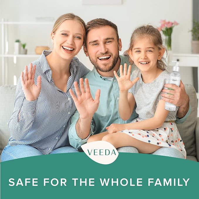 Veeda Scented Hand Sanitizer with Lemon Zest Scent - Moisturizing Clear Gel with Vitamin E & Antimicrobial Formula- Contains 70% Ethyl Alcohol - Hand Sanitizer Travel Size, Made in USA (3 x 8 fl. oz)-DeskLoop Office