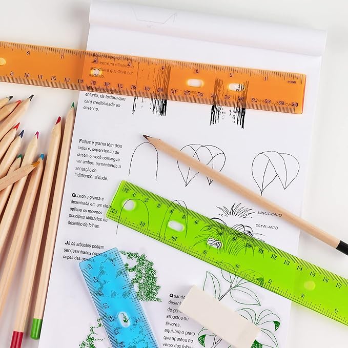 ZZTX 12 Pack Color Transparent Ruler Plastic Rulers 12 Inch, Metric Bulk Rulers with Inches and Centimeters, Kids Ruler for School, Home, Office-DeskLoop Office