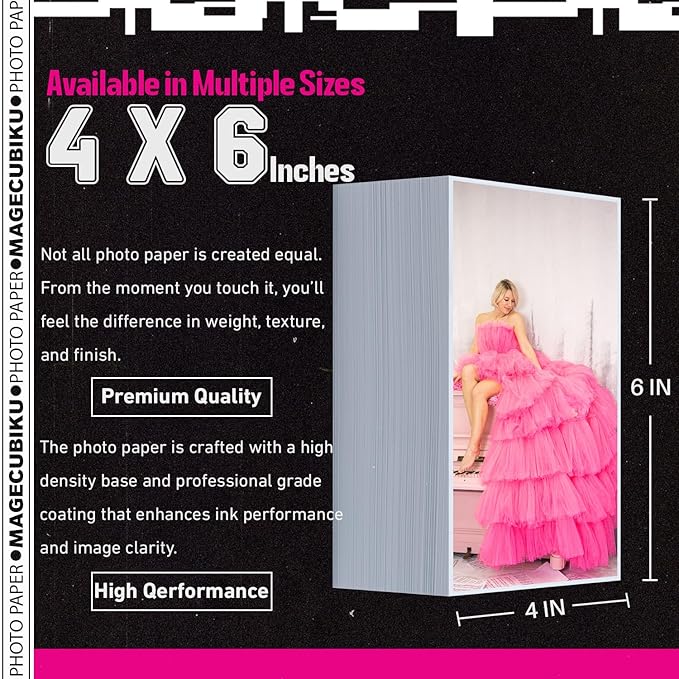 Glossy Photo Paper 4x6 Inches,200 Sheets 70 lb/258 gsm Premium Heavyweight Photographic Paper for Inkjet Printer Instant Dry Professional Postcard Picture Use Dye Ink-DeskLoop Office