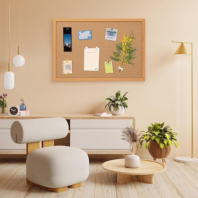 Board2by 2 Pack Cork Board Bulletin Board 20" x 30", Wood Framed Corkboards for Wall Decor, Hanging Office Message Board, Wall Mounted Notice Pin Board with 30 Push Pins for School, Home & Office-DeskLoop Office