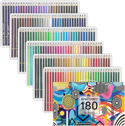 LBW Colored Pencils Oil Pencils Soft Core Color Pencil Set Ideal for Adult Coloring Books Kids Artists Beginners (180)-DeskLoop Office
