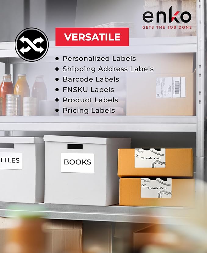 enKo 2 Stacks/2000 Labels 4"x6" Fanfold Direct Thermal Labels Compatible for Rollo Zebra Printer - Shipping Mailing Postage Labels, Perforated, Permanent Adhesive (2 Labels/Fold | 1000 Labels/Stack)-DeskLoop Office