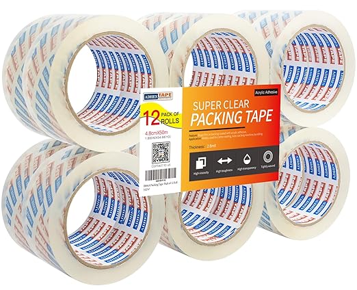 ADHES Packing Tape Shipping Tape Packaging Tape for Moving Boxes Heavy Duty Clear, 50M Length 4.8cm Width,2.6Mil Thickness-DeskLoop Office