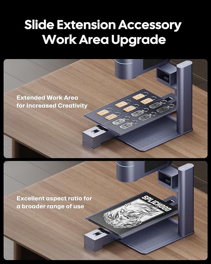 LaserPecker LP4 (Ultimate) with Desktop Air Purifier, Dual-Laser Engraver Cutter 160x300mm Workspace, Auto-Cleaning Smoke Fumes Engrave Tumblers Metal Wood Plastic Glass with Slide & Rotary Extensions-DeskLoop Office