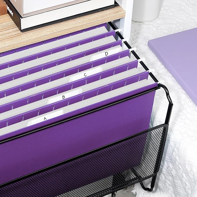 SUNEE 25 Pack Hanging File Folders, Purple Folders, Hanging File Folders Letter Size with 1/5-cut Tabs, Stay Organized for Your Home and Office Bulk File and Documents-DeskLoop Office