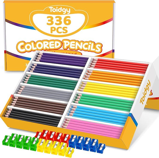 336 Packs Colored Pencils Bulk Classroom, Colored Pencils for Kids 12 Assorted Colors, Coloring Pencil Set Plus 36 Sharpeners, Pre-sharpened Color Pencils, Back to School Supplies Bulk for Teachers-DeskLoop Office