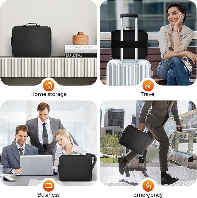 Nacial 5200℉ Fireproof Document Box with Lock, Expandable Document Organizer, Heat Insulated Fireproof Waterproof Box for File Storage, Portable Sturdy Handle for Important Documents Home Travel-DeskLoop Office