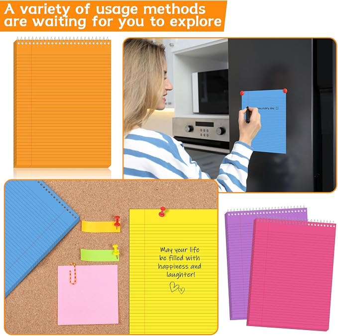 gisgfim 6 Pcs Colorful Top Bound Spiral Notebooks 8.5" x 11" College Ruled - Image 7