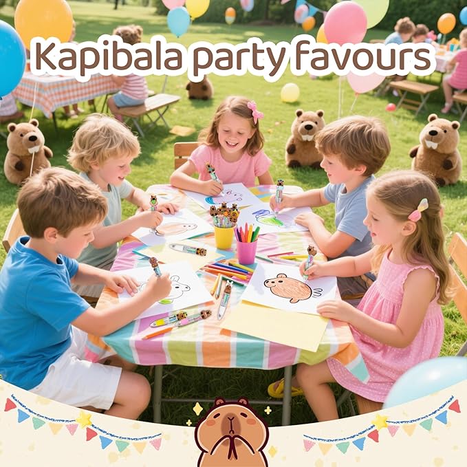 30Pcs Mini Multicolor Pens in One 4-in-1 Cute Pens Bulk for Kids, Ballpoint Pen for Birthdays and Children's Parties, Fun Gifts Assorted Ink Kawaii Pen(Capybara)-DeskLoop Office