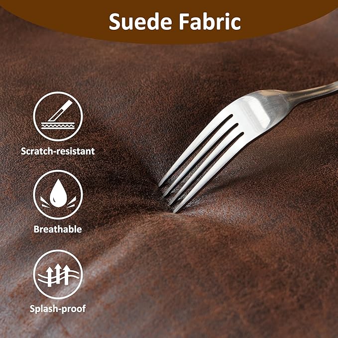 Faux Leather Executive Office Chair - Big and Tall Ergonomic Home Office Chair,Reclining Computer Desk Chair w/Lumbar Support,Adjustable Task Chair Swivel Rolling Chair with Wheels,Dark Brown,Suede-DeskLoop Office