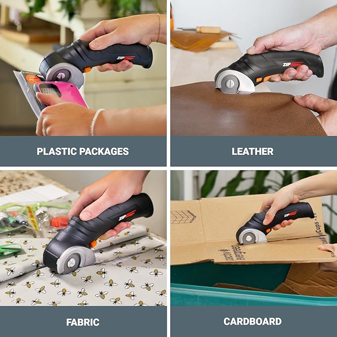Worx Zipsnip Cordless Electric Scissors, Rechargeable Cardboard Box Cutter, 4V Powerful Fabric Scissors with 2 Safety Blades & Storage Bag WX082L.2-DeskLoop Office