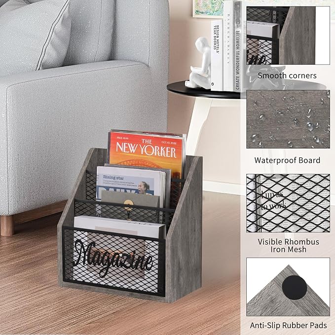 YINMIT Magazine Holder, Stepped 3 Tier Magazine Rack Floor, Magazine Storage Basket, Folder Organizer Bin for Magazines,Books,Newspapers,Tablets-DeskLoop Office