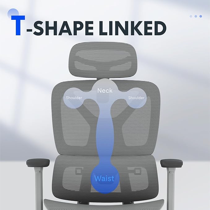 FLEXISPOT ErgoX Premium Ergonomic Office Chair with Footrest- Adjustable 3D Armrests, Dynamic Lumbar Support, Recline & Tilt Function, Mesh Seat, for Home & Office Use,Light Grey-DeskLoop Office