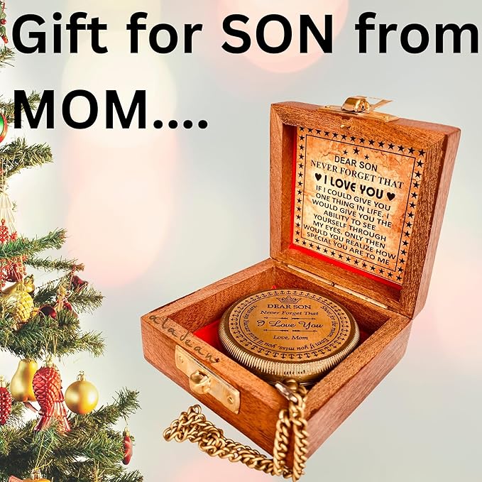 Gift for Son from Mom Dad | Engraved Compass 2" - Father to Son Gifts, Mom to Son Gifts for Graduation 2025, Birthday Baptism Confirmation Communion-DeskLoop Office