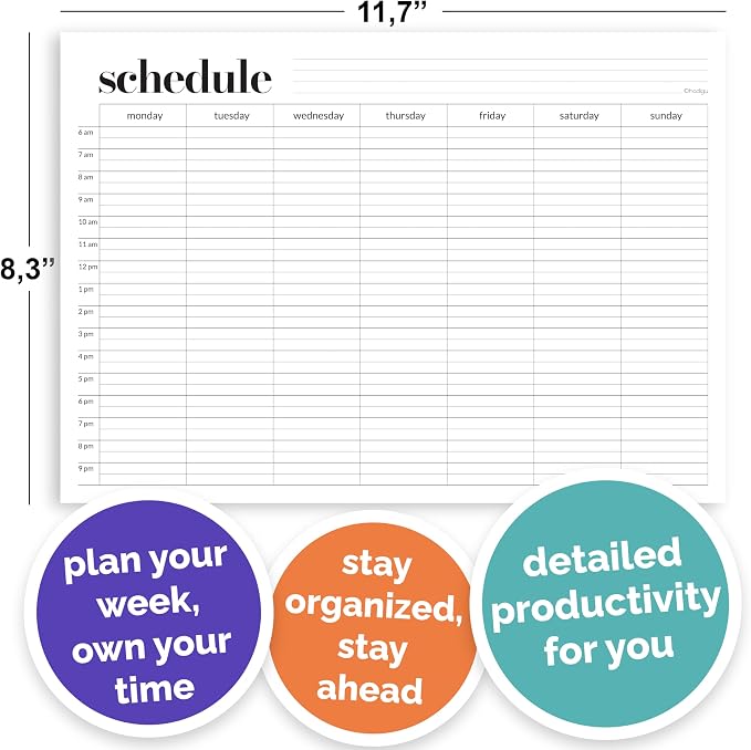 Weekly Schedule Pad, Tear Off Undated Weekly Planner Notepad, A4 Size, Premium - Image 6
