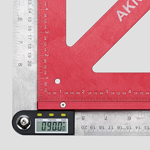 Precision Triangle Square 18inch, Metric & Imperial Scale Framing Square for Precise 90 and 45-Degree Measurement, Aluminum Alloy Architect Ruler for Carpenter-DeskLoop Office
