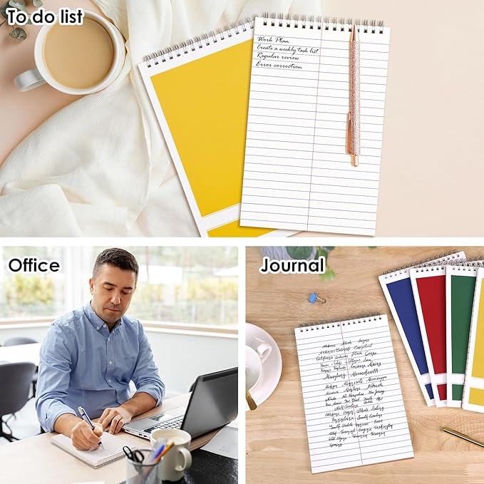 LABUK Steno Pads 6x9in10 Pack, Top Spiral Steno Notebooks, 80 Sheets Note Pads Assorted Color Gregg Rule for School, University, College, Work, Office-DeskLoop Office