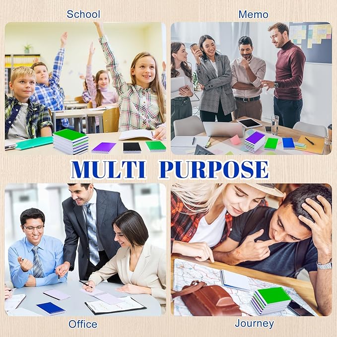 40 Pcs Small Pocket Notebooks 3 x 5 Inch Mini Memo Spiral Notepads Top Bound College Ruled Lined Note Pads for Back School Office Journaling Noting, 75 Sheets/Pad (Dark Color)-DeskLoop Office