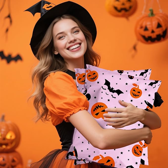 Halloween Poly Mailer 10x13 Inch 100 Pcs, Waterproof Shipping Bags for Clothing, Tear-Resistant Mailier Bags, Strong Mailing Bags with Self-Seal - Purple-DeskLoop Office